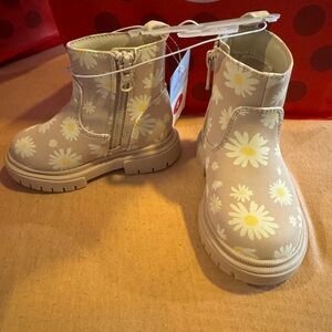 Kids Tan Floral Boots